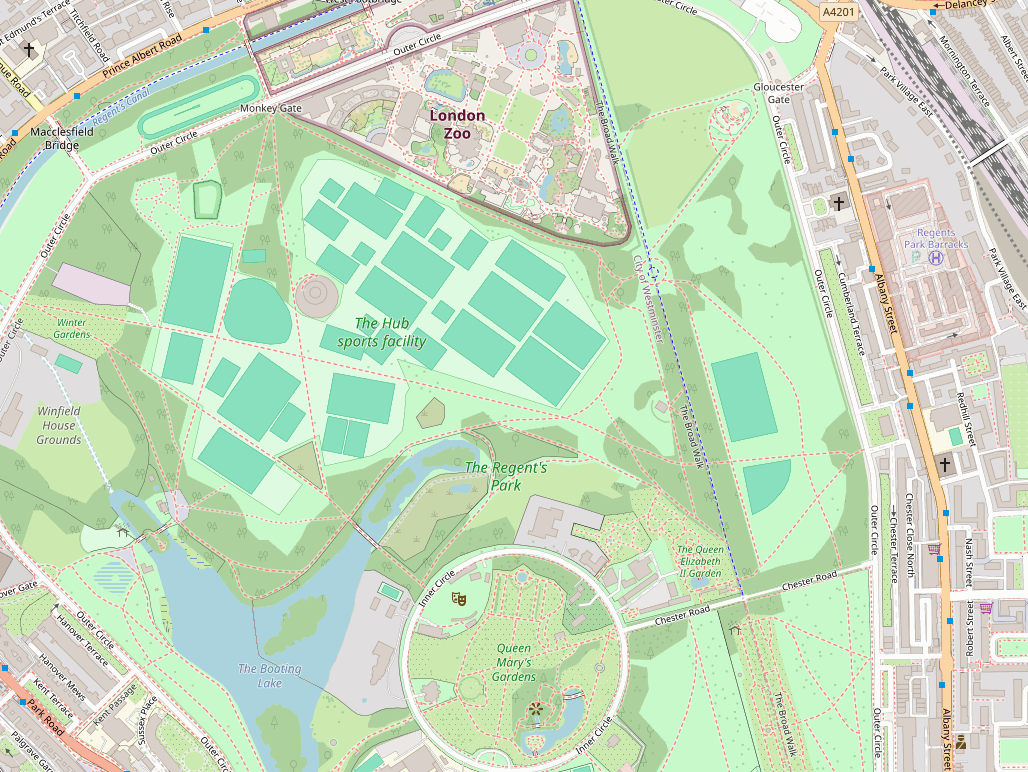 Map of Regent's Park Football Pitches